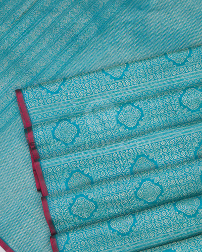 Anandha Blue and Pink Pure Zari Kanjivaram Silk Saree - S707 - View 5