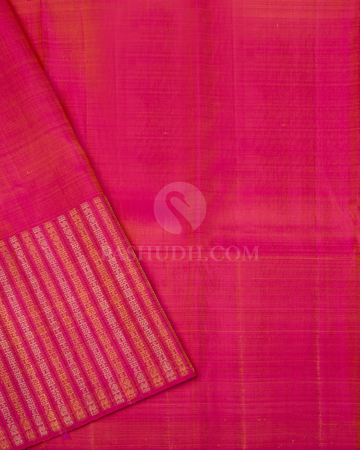 Orange & Watermelon Pink Kanjivaram Silk Saree - S990 - View 3