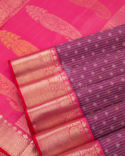 Purple & Pink Zari Kanjivaram Silk Saree - S811 - View 5