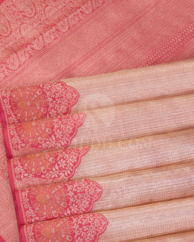 Baby Pink Organza Kanjivaram Silk Saree - S1021(D) - View 4