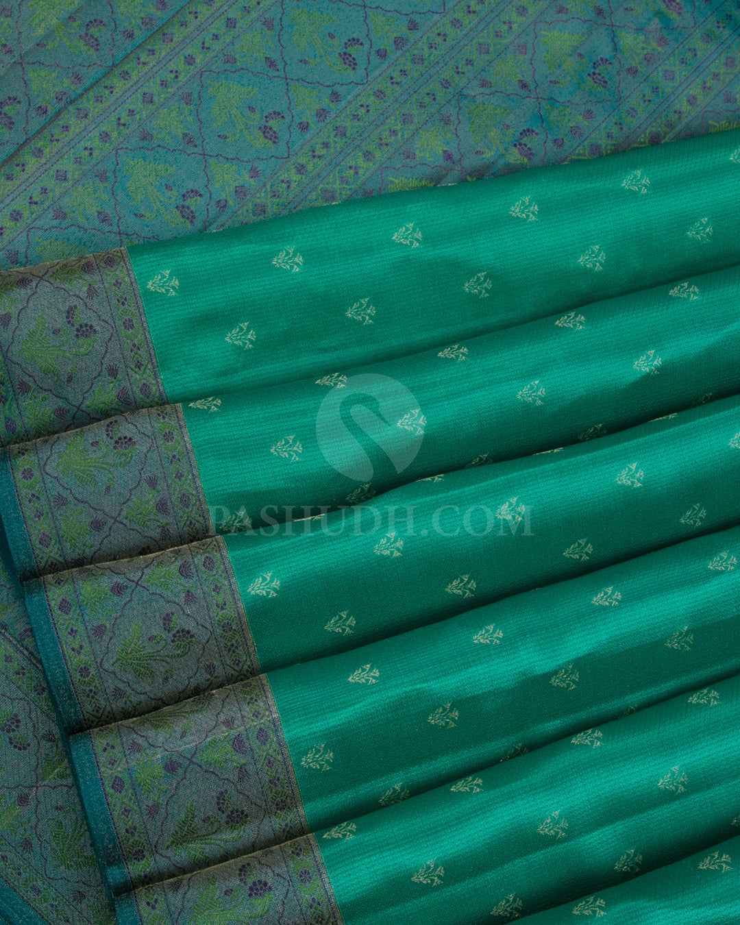 Rama Green & Pine Green Kanjivaram Silk Saree - DJ303(B) - View 3