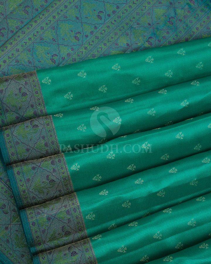 Rama Green & Pine Green Kanjivaram Silk Saree - DJ303(B) - View 3