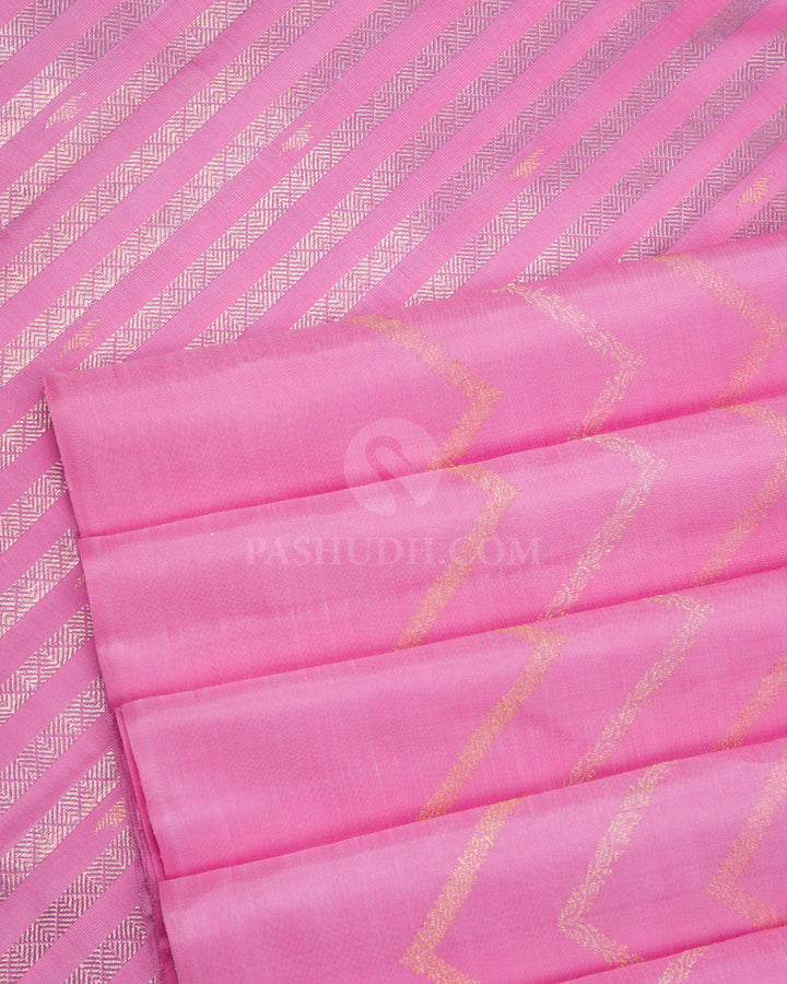 Baby Pink Pure Zari Kanjivaram Silk Saree - S725 - View 3