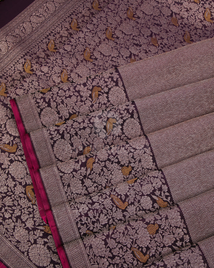 Dark Purple  Zari Kanjivaram Silk Saree - S818 - View 5