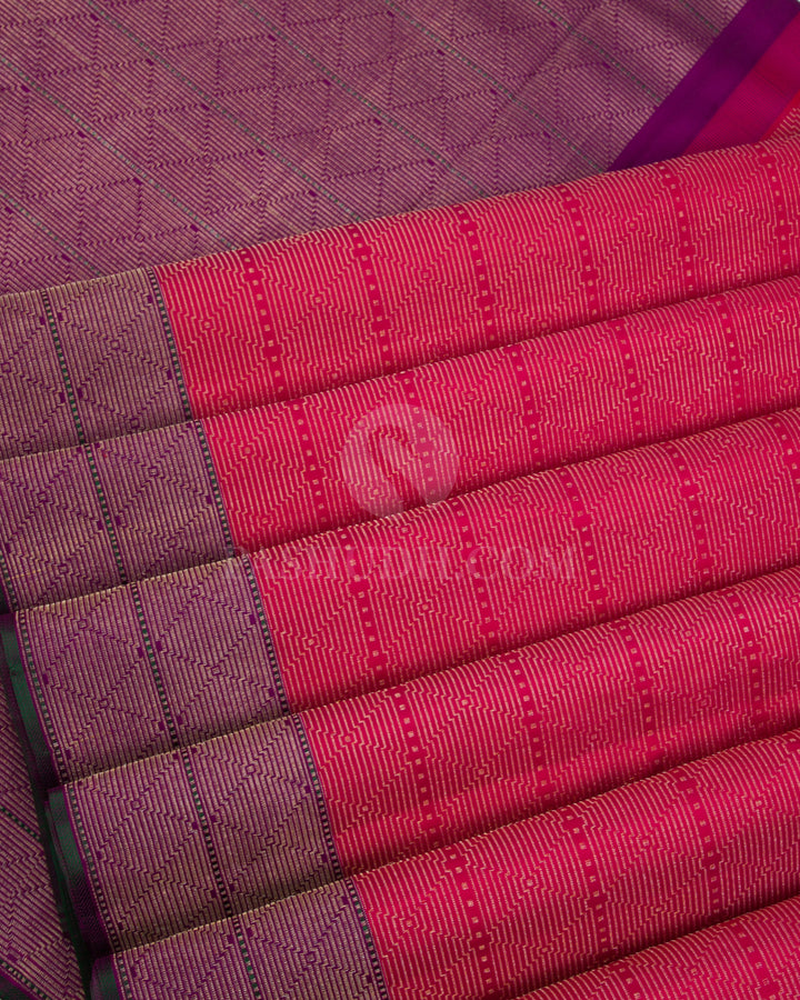 Red & Purple Kanjivaram Silk Saree - DJ293(C) - View 3