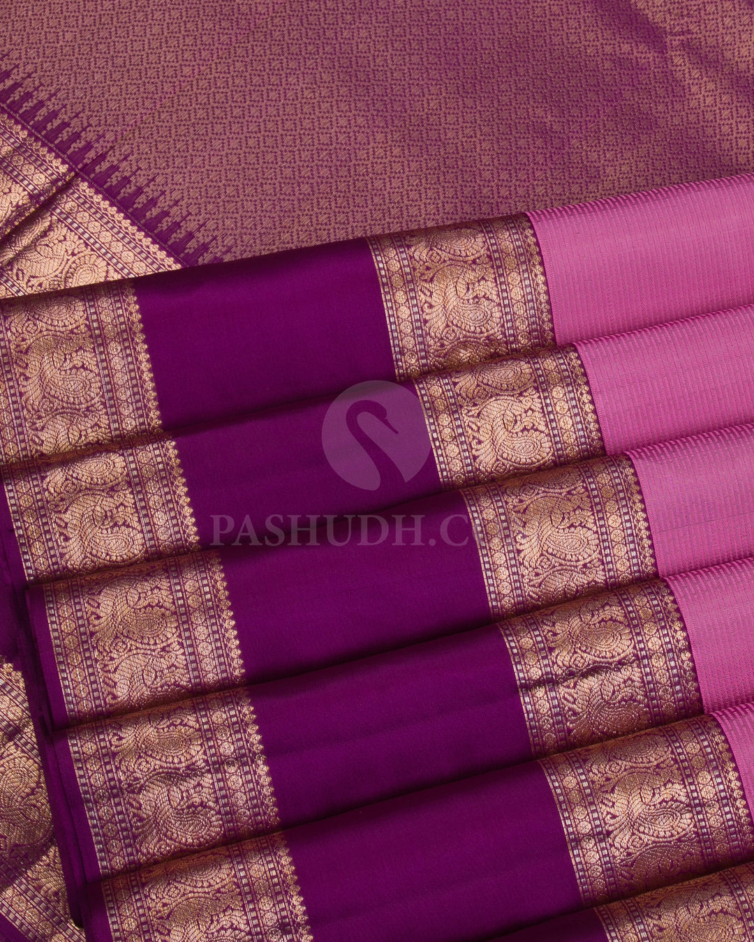 Light Pink And Violet Kanjivaram Silk Saree - D503(E) - View 3
