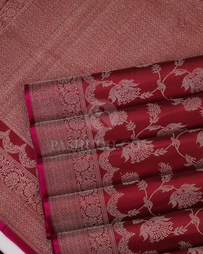 Burgundy Kanjivaram Silk Saree - DJ185 - View 4