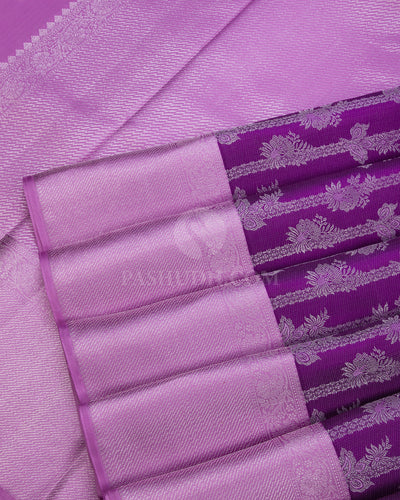 Violet & Lilac Kanjivaram Silk Saree - D472 - View 4