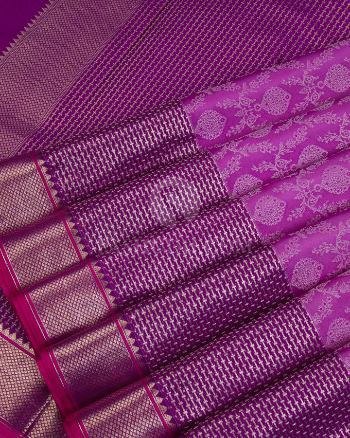 Lavender and Violet Kanjivaram Silk Saree - DT260(A) - View 3