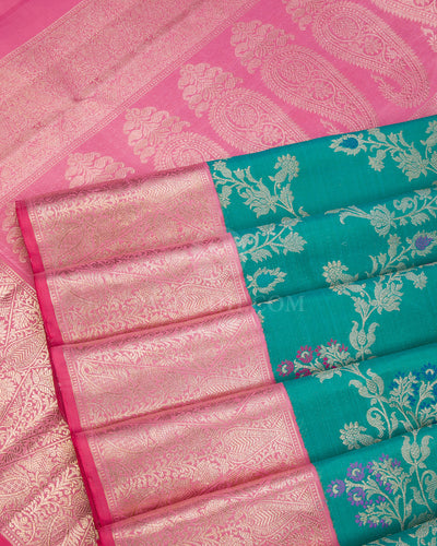 Light Blue & Mild Pink Kanjivaram Silk Saree - S884 - View 5