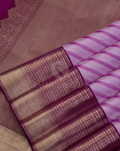 Lavender and Purple Kanjivaram Silk Saree - DT252(A) - View 3