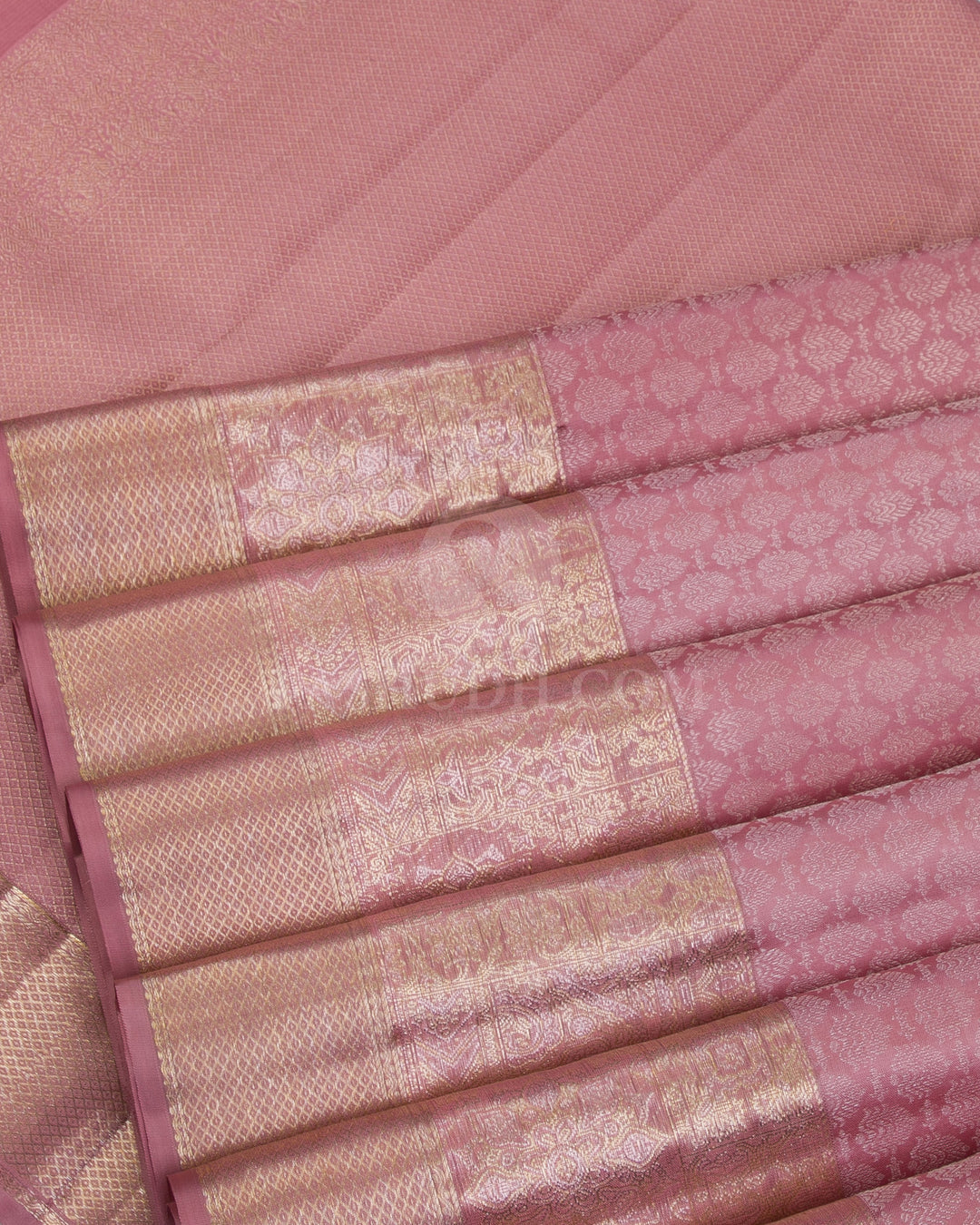 Crepe Pink And Rust Orange Kanjivaram Silk Saree - DT268(A) - View 3