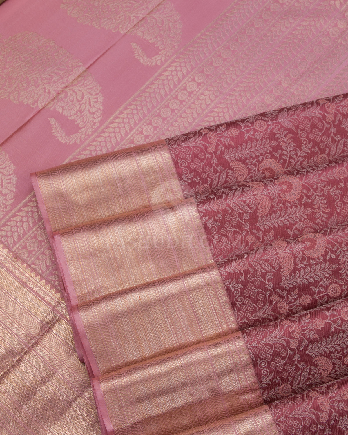 Chocolate and Peach Kanjivaram Silk Saree - D465 - View 4