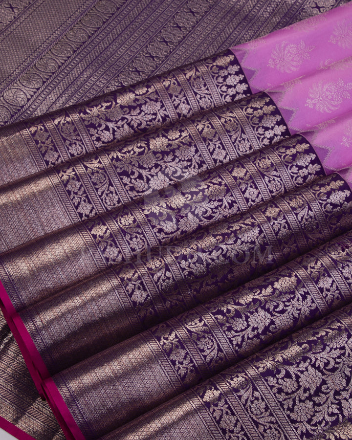 Lilac and Violet Kanjivaram Silk Saree - D498(A) - View 3