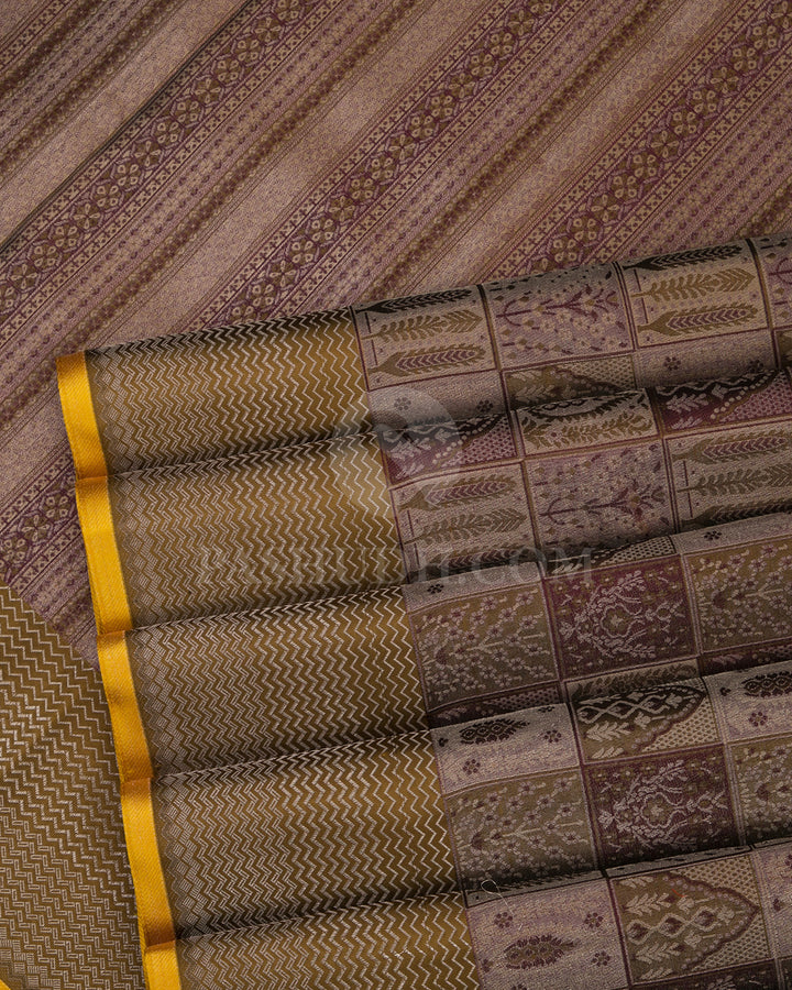 Mehendi Green and Purple Kanjivaram Silk Saree - D429 - View 4