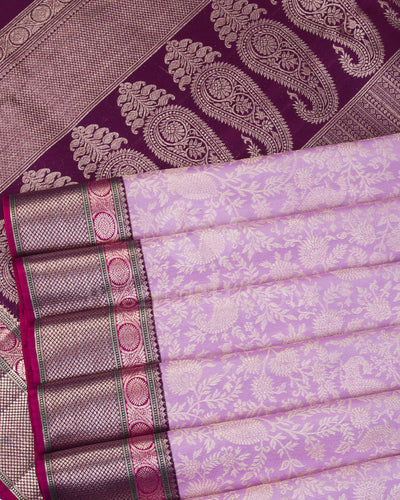 Lavender and Violet Kanjivaram Silk Saree - S1192(A) - View 4