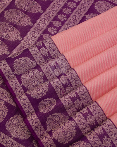 Baby Pink & Violet Kanjivaram Silk Saree - S1031(A) - View 4