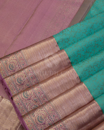 Rexona Blue & Lilac Kanjivaram Silk Saree - DT246(A) - View 3