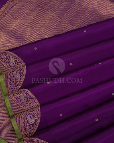 Violet Kanjivaram Silk Saree - S1107(A) - View 4