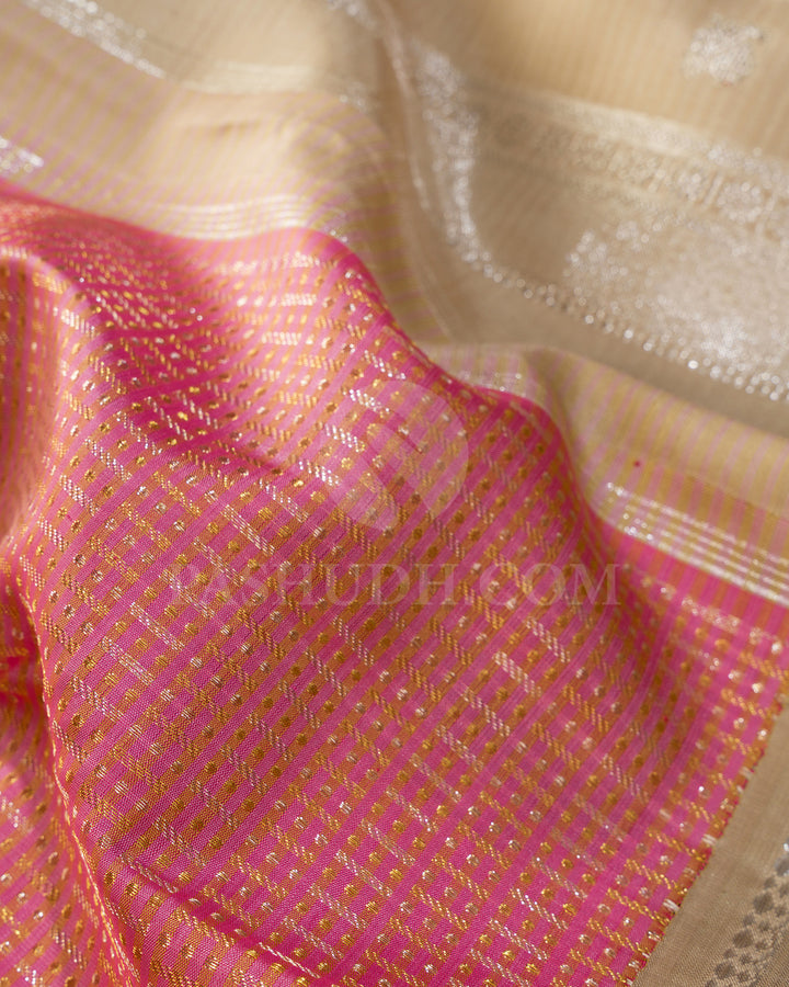 Punch Pink With Beige Bridal Kanjivaram Silk Saree-S1754(A)
