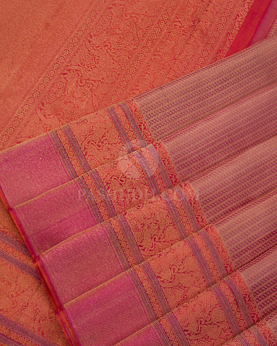 Dual Shaded Pink, Orange & Pink Kanjivaram Silk Saree - DJ295(A) - View 3