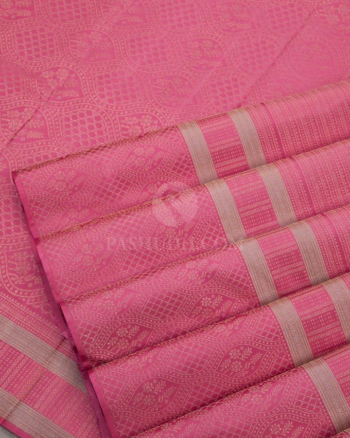 Peachy Pink  Kanjivaram Silk Saree - DJ201 - View 4