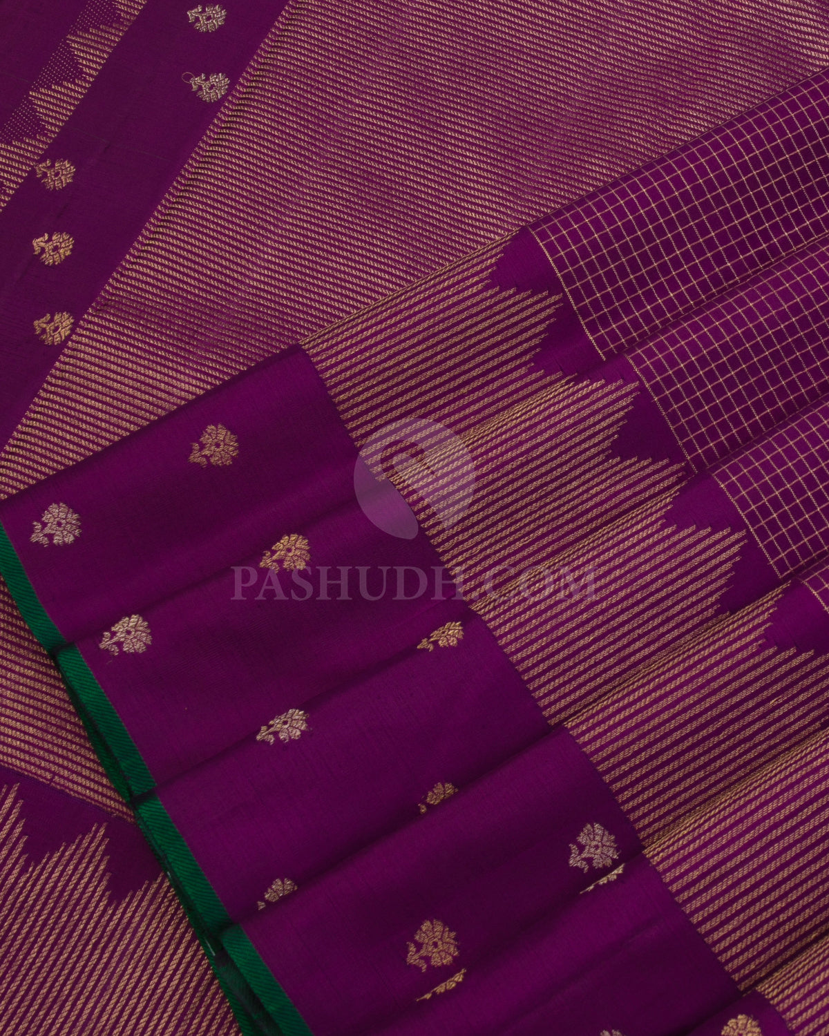 Violet & Green Kanjivaram Silk Saree - S1034(A) - View 4