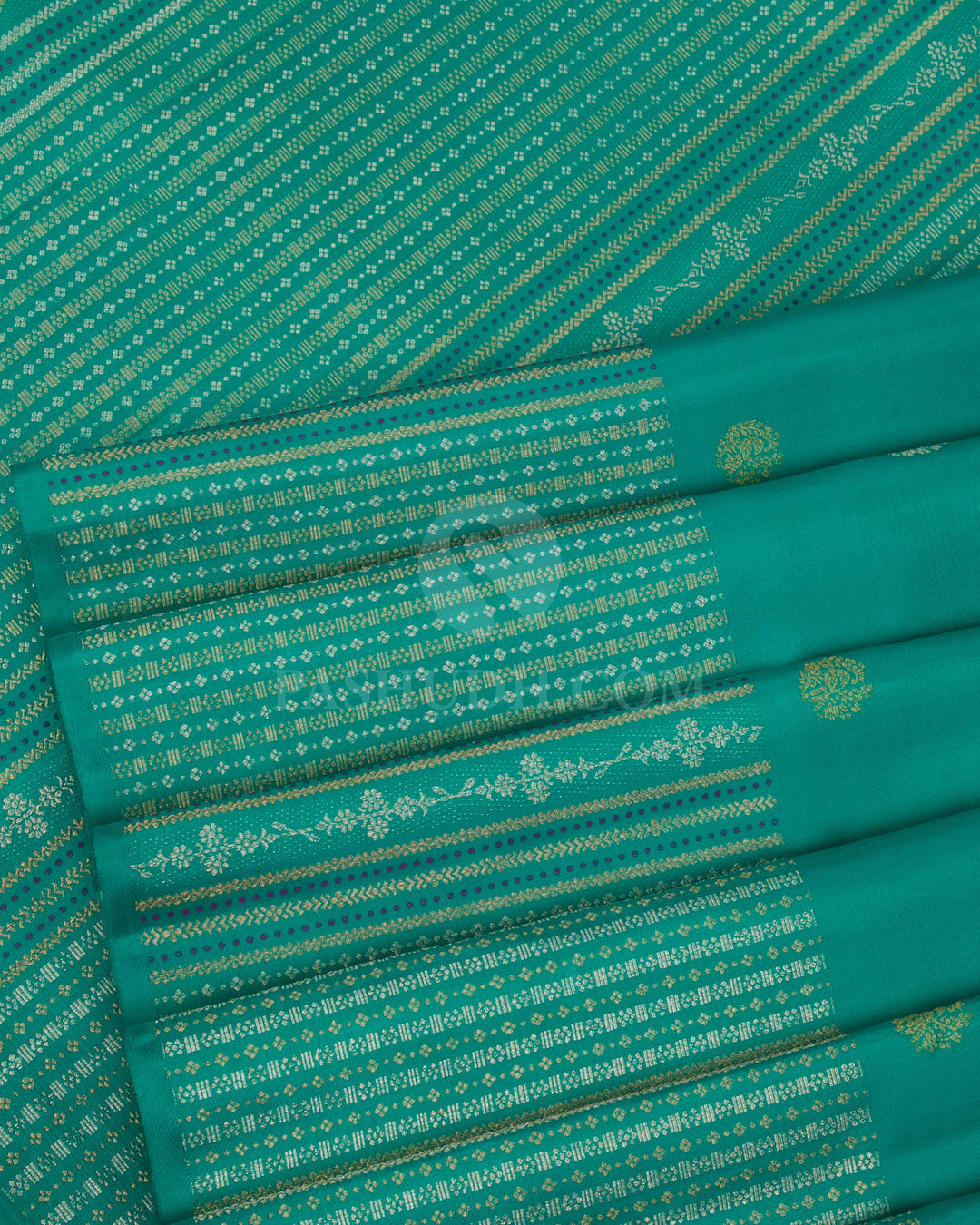 Sapphire Green Kanjivaram Silk Saree - S1148(A) - View 4