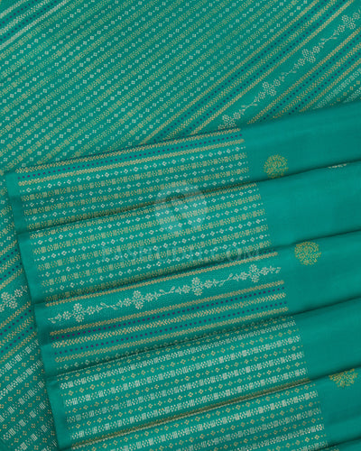 Sapphire Green Kanjivaram Silk Saree - S1148(A) - View 4