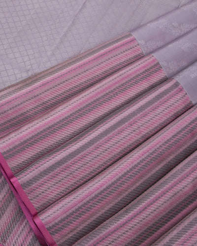 Silver Grey and Pink Kanjivaram Silk Saree - DJ196 - View 4