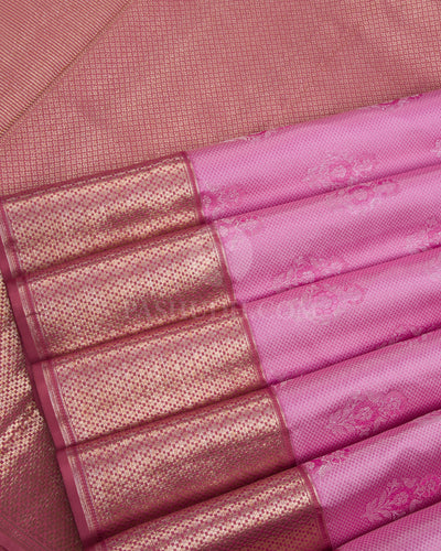 Lavender Rose & Rouge Pink Kanjivaram Silk Saree - D529(A) - View 3