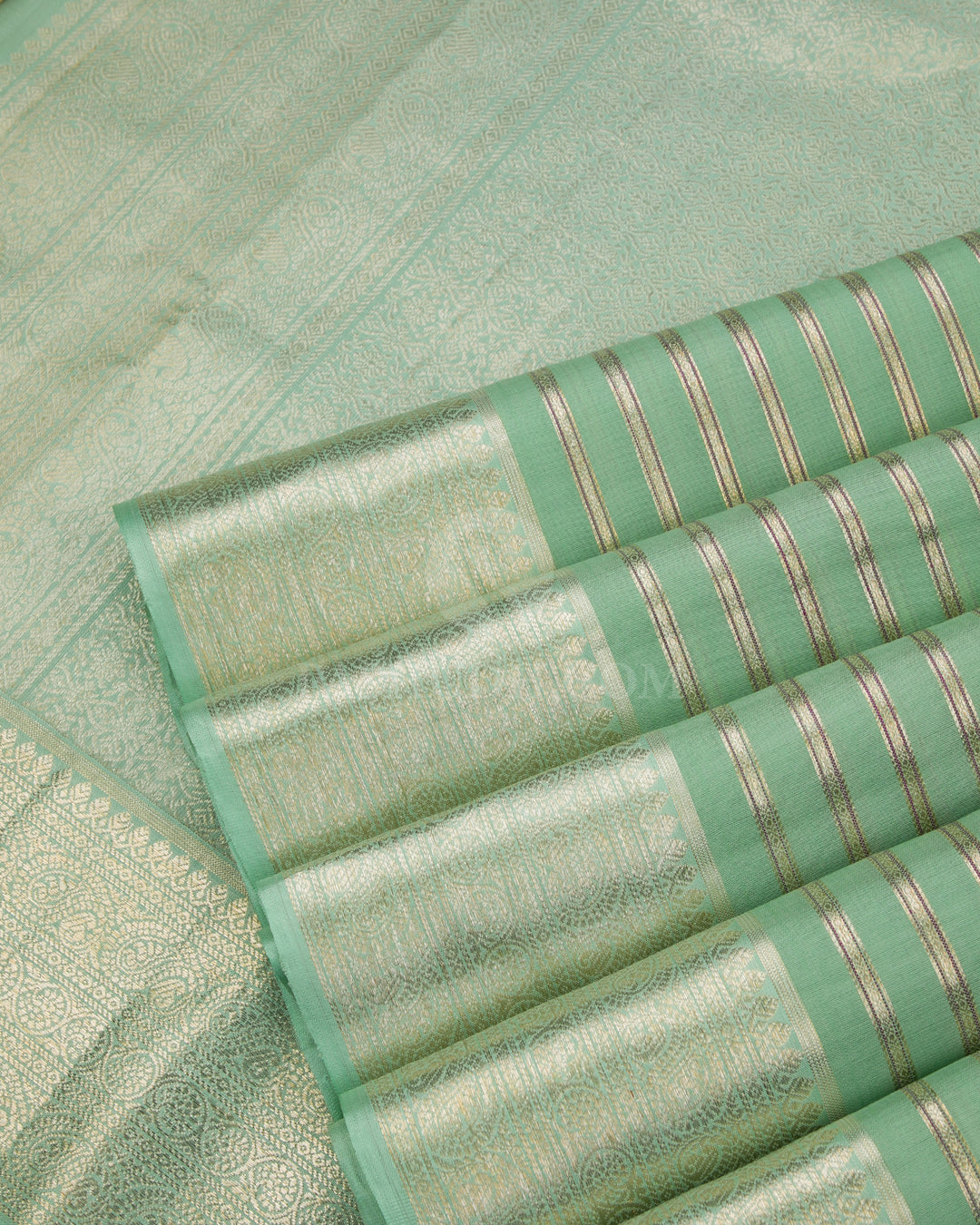 Light Green Pure Zari Kanjivaram Silk Saree - S844 - View 5