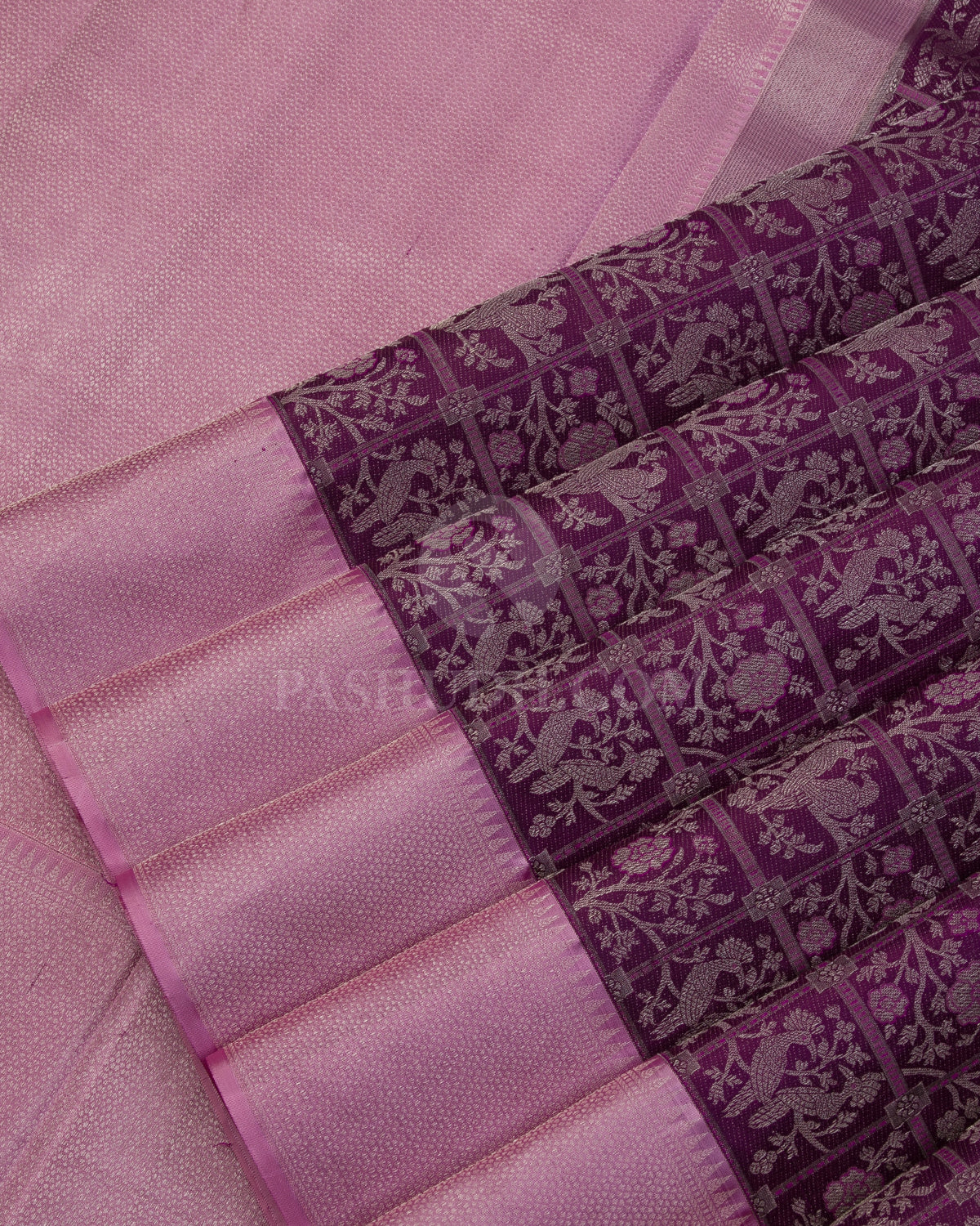 Purple & Rose Gold Kanjivaram Silk Saree - DT243(B) - View 3