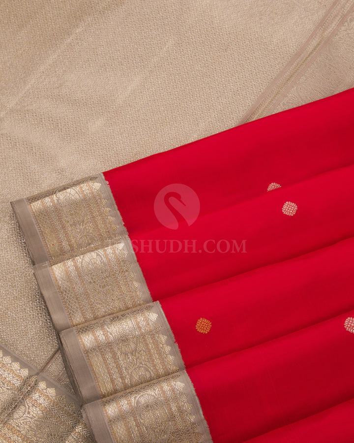 Dark Red & Grey Kanjivaram Silk Saree - S770- View 5\