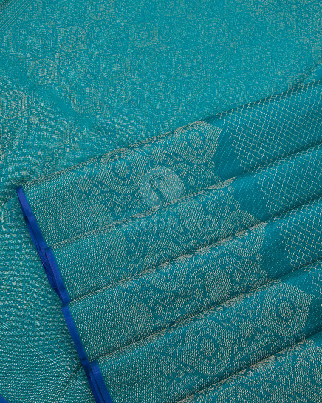 Teal Kanjivaram Silk Saree - DJ197 - View 4