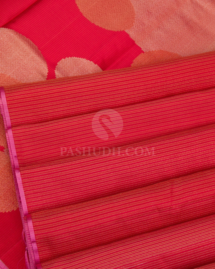 Red And Baby Pink Kanjivaram Silk Saree - DJ309(A) - View 3