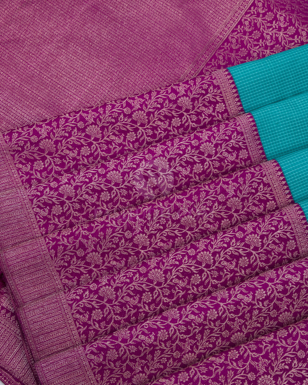 Ananda Blue and Violet Kanjivaram Silk Saree - S775 -V iew 5