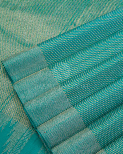 Sea Green & Rani Pink Kanjivaram Silk Saree - S1053(A) - View 4