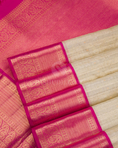 Gold & Pink Zari Kanjivaram Silk Saree - S824 - View 5
