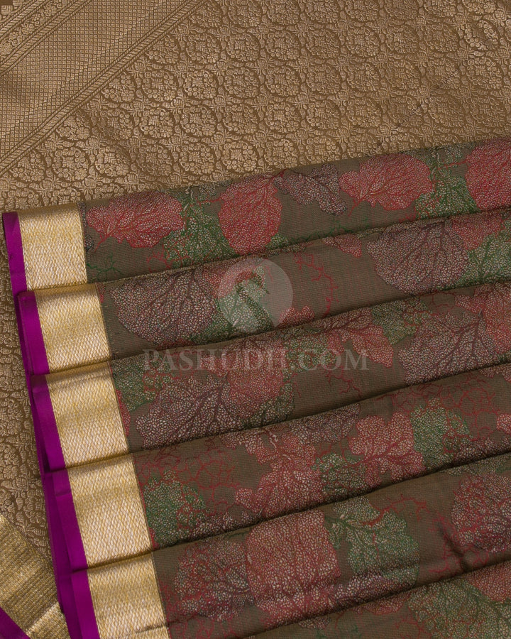 Mehendi Green Kanjivaram Silk Saree - DJ307(B) - View 3