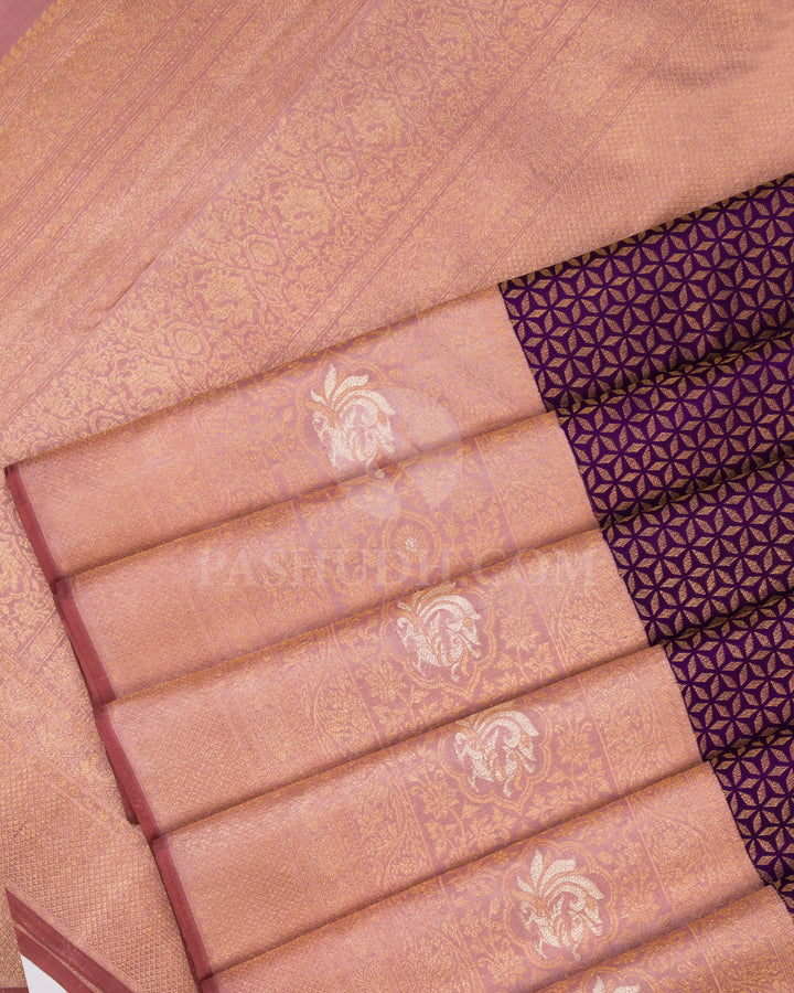 Royal Violet Pure Zari Kanjivaram Silk Saree - S718 View 5