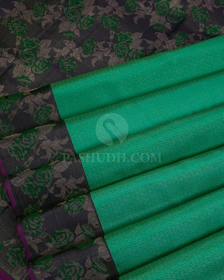 Rexona Green and Dark Purple Kanjivaram Silk Saree - DJ274(D) - View 3
