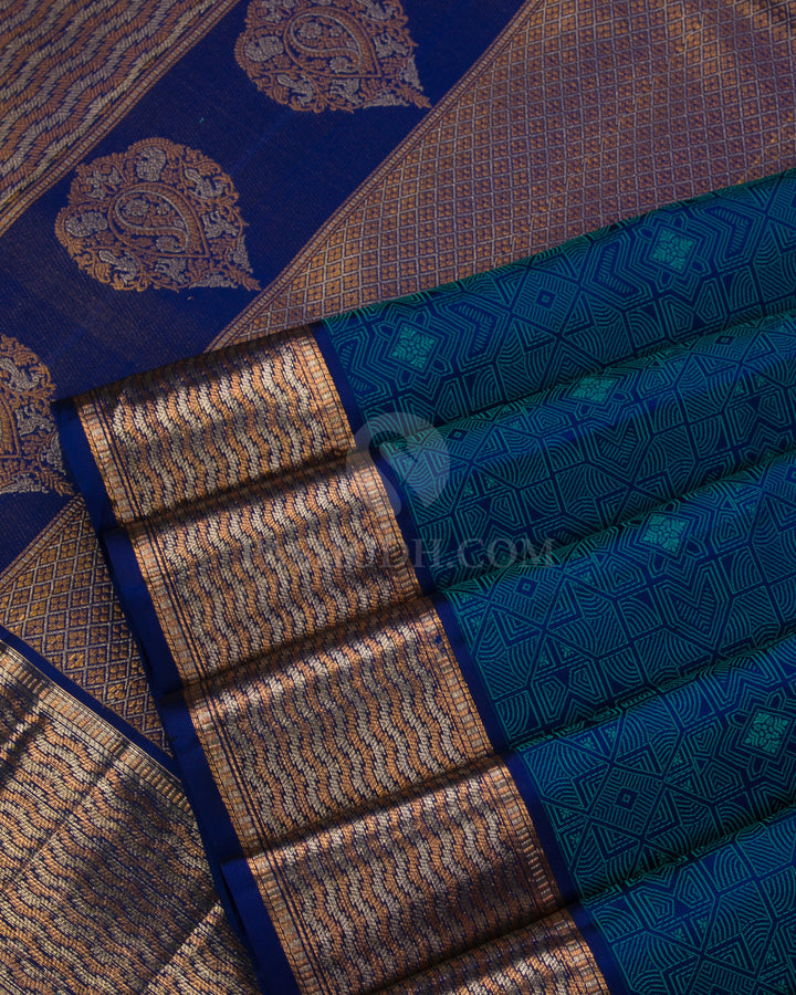 Sapphire Kanjivaram Silk Saree - DJ215 - View 4