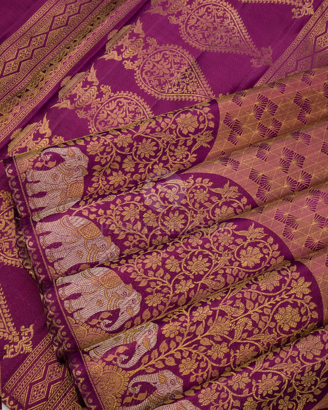 Violet Kanjivaram Silk Saree - P120 -View 5