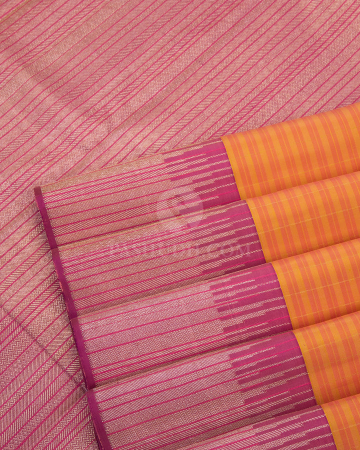 Orange & Purple Kanjivaram Silk Saree - S726- View 5
