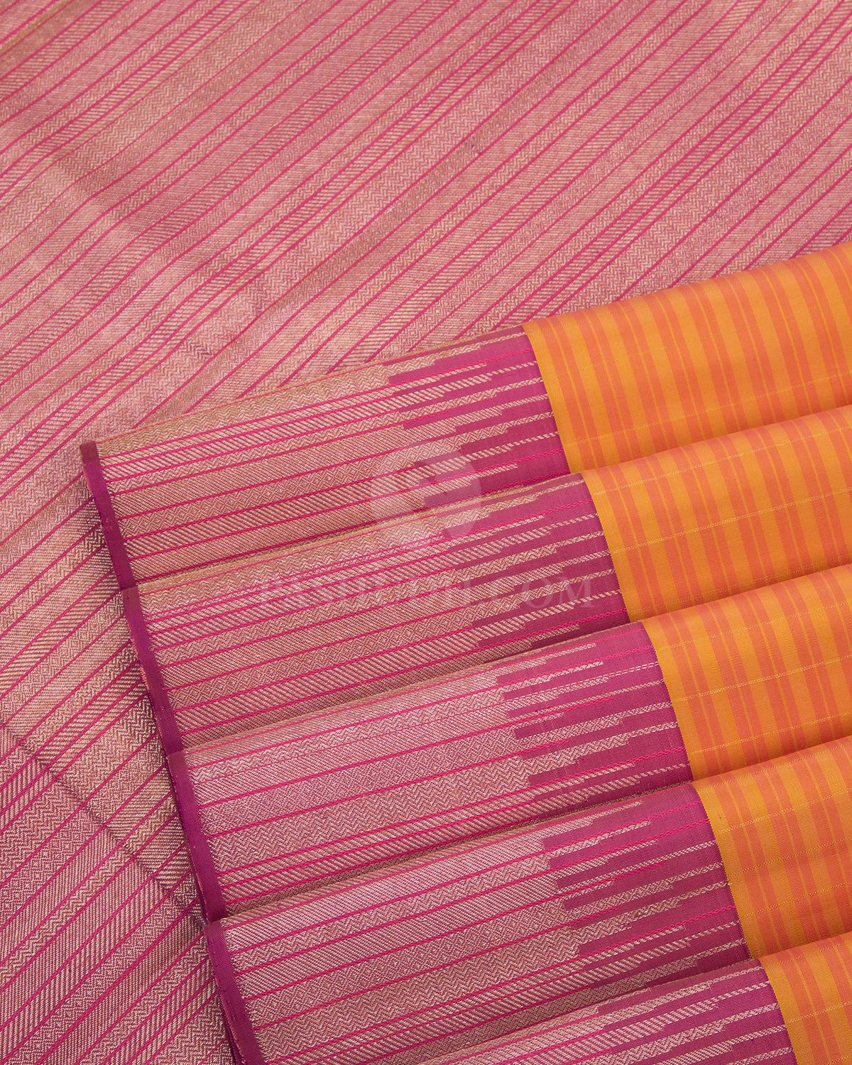 Orange & Purple Kanjivaram Silk Saree - S726- View 5