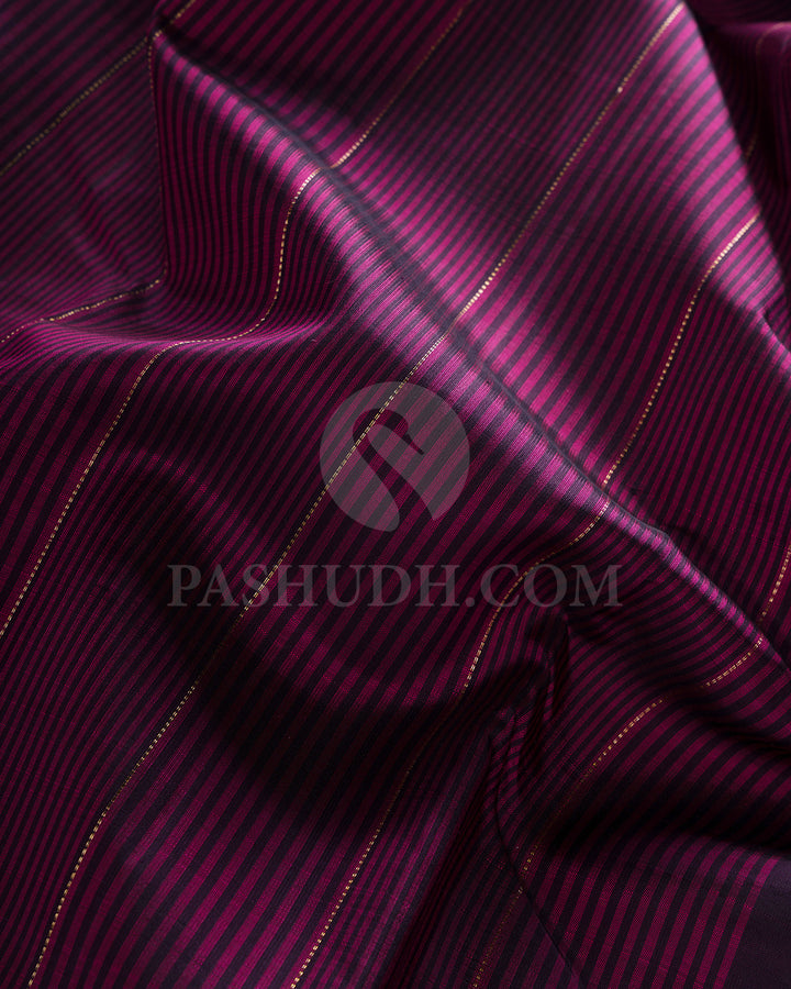 Aubergine And Pink Borderless Kanjivaram Silk Saree - S1378(A)