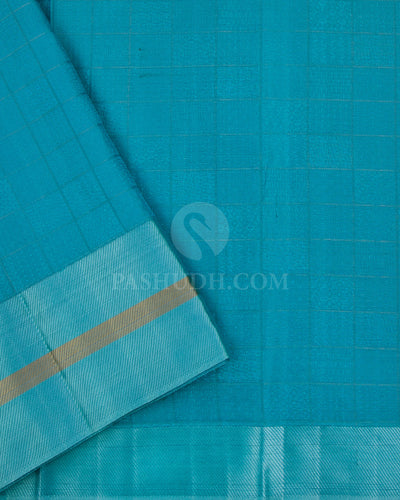 Light Green And Sky Blue Kanjivaram Silk Saree - D536(A) - View 2