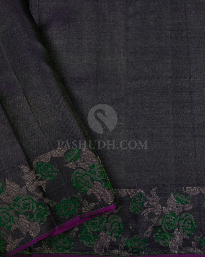 Rexona Green and Dark Purple Kanjivaram Silk Saree - DJ274(D) - View 2