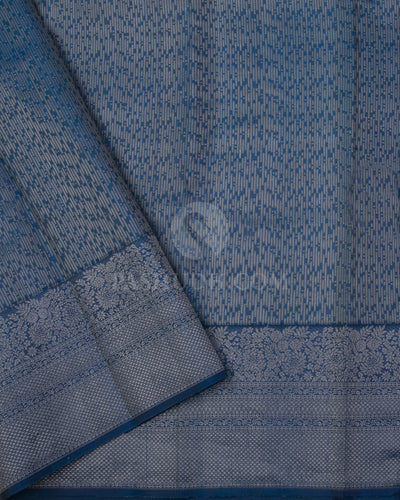 Silver Grey and Bluish Grey Kanjivaram Silk Saree - DT251(A) - View 2